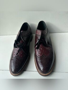 Stacy Adams Burgundy Leather Ostrich Embossed Wingtips Men’s Size 10 D Oxford